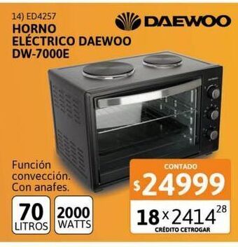 Cetrogar Horno eléctrico daewoo dw-7000e 70 litros oferta