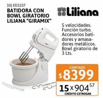 Cetrogar Batidora con bowl giratorio liliana "giramix" oferta