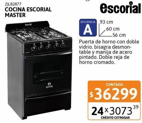 Cocina escorial master negra 56 cm multigas oferta en Cetrogar