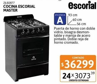 Cetrogar Cocina escorial master negra 56 cm multigas oferta