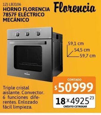 Cetrogar Horno florencia 7857f eléctrico mecánico oferta