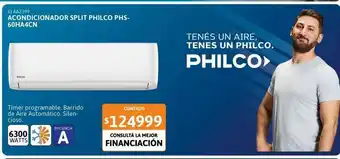 Cetrogar Aire acondicionado split philco phs60ha4cn 6300w frío calor ea oferta