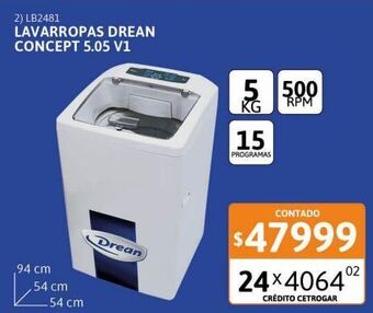 Cetrogar Lavarropas drean concept 5.05 v1 5kg 500rpm oferta
