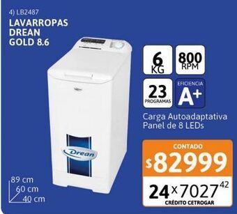 Cetrogar Lavarropas drean gold 8.6 eco + 6kg 800rpm oferta