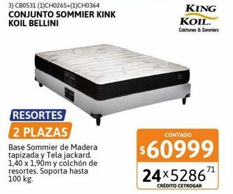 Cetrogar Conjunto king koil bellini + sommier 140 x 190cm oferta