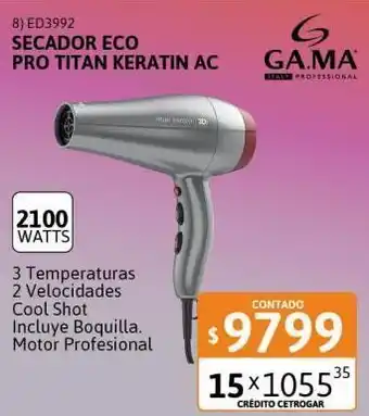 Cetrogar Secador de cabello gama eco pro titan keratin ac oferta