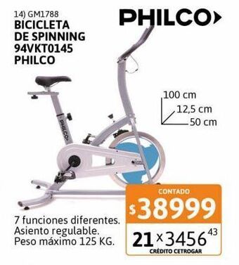 Cetrogar Bicicleta de spinning philco 94vkt0145 oferta