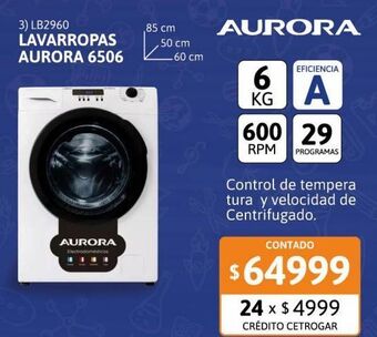 Cetrogar Lavarropas aurora 6506 6kg 600rpm oferta