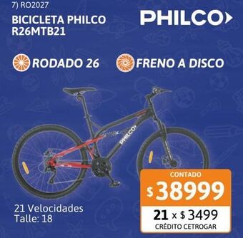 Cetrogar Bicicleta philco oferta