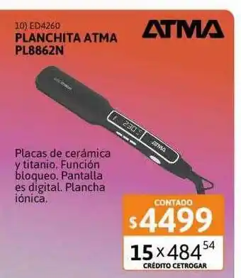 Cetrogar Planchita Atma Pl8862n oferta
