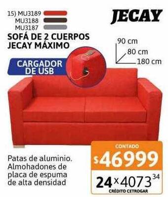 Cetrogar Sofá De 2 Cuerpos Jecay Máximo oferta