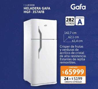 Cetrogar Heladera Gafa Hgf-357afb oferta