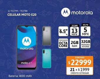 Cetrogar Celular Moto E20 Motorola oferta