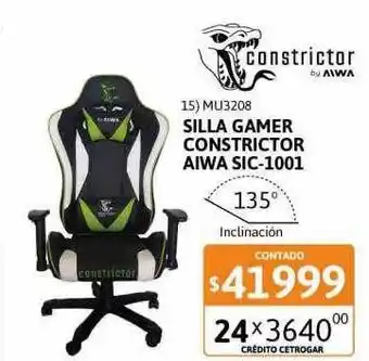 Cetrogar Constrictor Aiwa Silla Gamer Sic-1001 oferta
