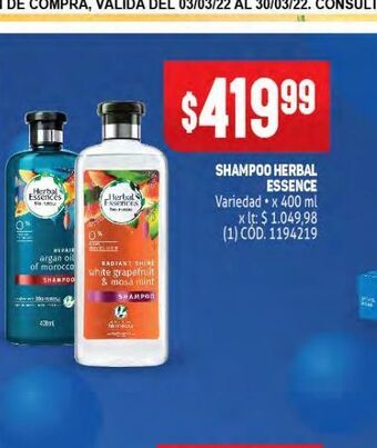 Makro Shampoo herbal essence oferta
