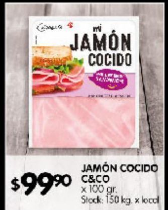 Disco Jamón cocido c&co x 100g oferta