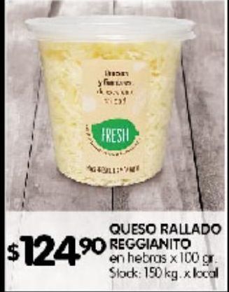 Disco Queso rallado reggianito en hebras 100g oferta