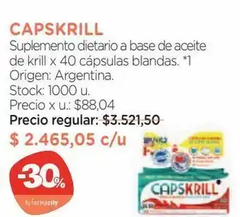 Farmacity Capskrill suplemento dietario a base de aceite de krill x 40 cápsulas blandas. *1 oferta