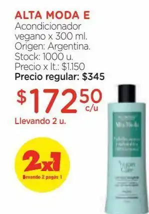 Farmacity Alta moda e acondicionador vegano x 300 ml oferta