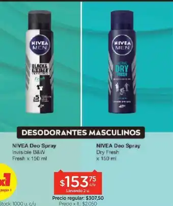 Farmacity Nivea deo spray desodorante masculino invisible b&w 150ml oferta