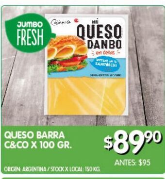 Jumbo Queso barra c&co x 100g oferta