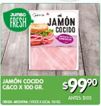 Jumbo Jamón cocido c&co 100g oferta