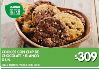 Jumbo Cookies con chip de chocolate / blanco x un oferta