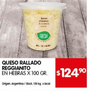 Disco Queso rallado reggianito 100g oferta
