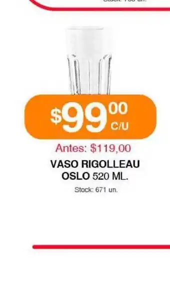 Supermercados Tadicor Vaso Rigolleau Oslo 520ml. oferta
