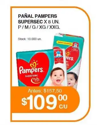 Supermercados Tadicor Pañal Pampers Supersec X 8 Un. oferta