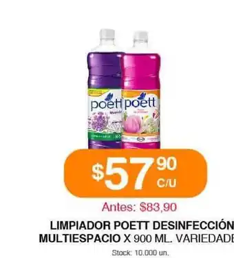 Supermercados Tadicor Limpiador Poett Desinfección Multiespacio X 900Ml. oferta