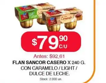 Supermercados Tadicor Flan Sancor Casero X 240g. Con Caramelo - Light - Dulce De Leche oferta