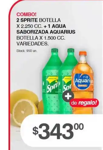 Supermercados Tadicor 2 Sprite Botella X 2.250 Cc. + 1 Agua Saborizada Aquarius Botella X 1.500cc oferta