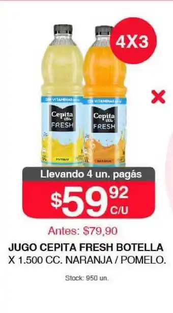 Supermercados Tadicor Jugo Cepita Fresh Botella X 1.500 Cc. Naranja - Pomelo. oferta