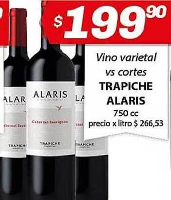 Almacor Trapiche Alaris Vino Varietal Vs Cortes 750cc oferta