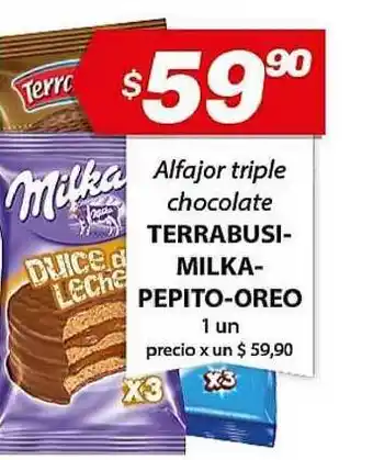 Almacor Terrabusi-milka Pepito-oreoAlfajor Triple Chocolate 1 un oferta