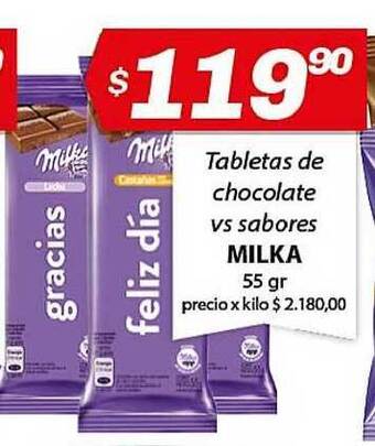 Almacor Milka Tabletas De Chocolate Vs Sabores 55gr oferta
