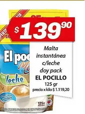 Almacor El Pocillo Malta Instantánea C-leche Doy Pack 125gr oferta