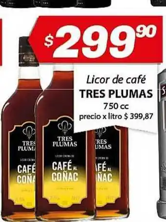 Almacor Licor De Café Tres Plumas 750cc oferta