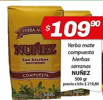 Almacor Nuñez Yerba Mate Compuesta Hierbas Serranas 500gr oferta