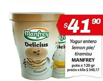 Almacor Manfrey Yogur Entero Lemon Pie-tiramisu 120gr oferta