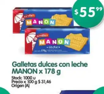 Supermercados Buenos Días Galletas dulces con leche MANON x 178 g oferta
