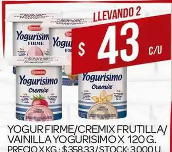 Supermercados DIA Yogur Firme-Cremix Frutilla-Vainilla Yogurisimo x 120g oferta