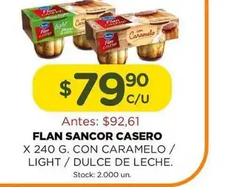 Super MAMI Flan Sancor Casero X 240g. Con Caramelo - Light - Dulce De Leche oferta