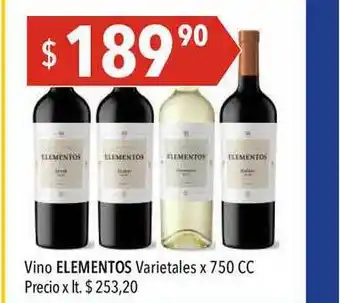 Hergo Vino Elementos Varietales x 750cc oferta