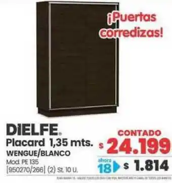 Trabuco Hogar Dielfe Placard 1.35 Mts. Wengue-blanco oferta