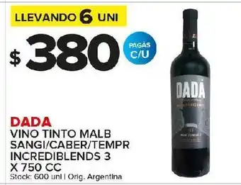 Carrefour Maxi Vino tinto dada 750 cc oferta