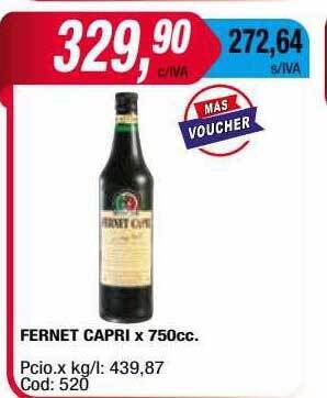 Maxiconsumo Fernet Capri oferta