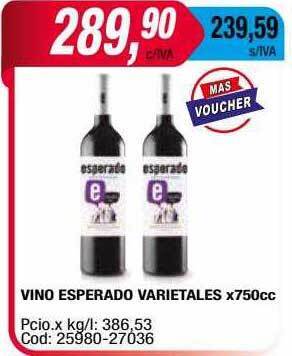 Maxiconsumo Vino Esperado Varietales oferta