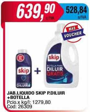 Maxiconsumo Jab Liquido Skip P. Diluir + Botella oferta